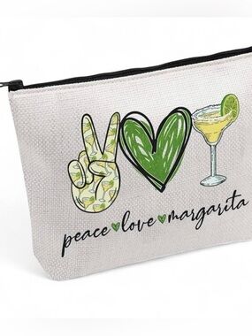 NWOT Peace Love Margaritas Canvas Pouch